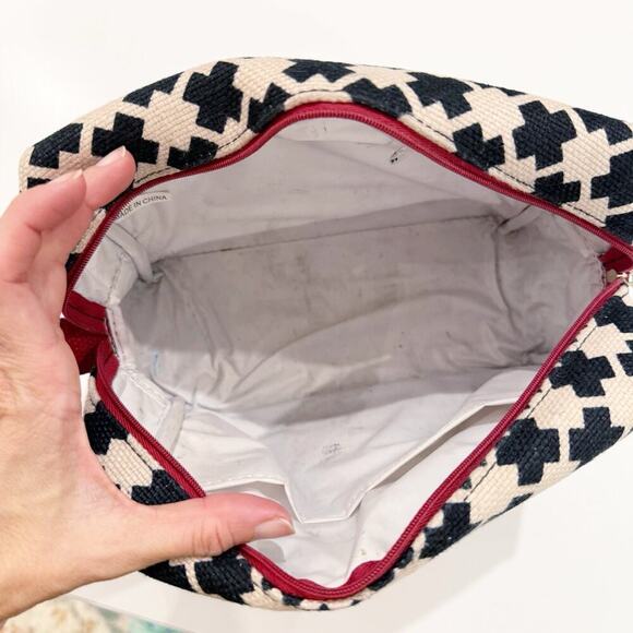 Spartina Cosmetic Makeup Bag 449 Accessory Canvas Multicolor Black Tan Carry On - Picture 7 of 12